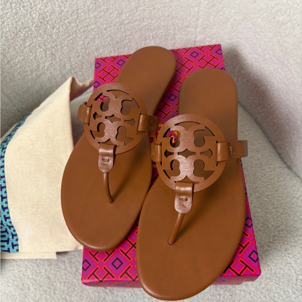 Tory Burch Tan Leather Sandals Size 10.5 - Picture 3 of 5
